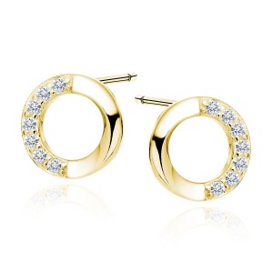 Cercei argint placati cu aur galben cerc 8 mm cu pietre DiAmanti Z2003EG_W-DIA (Argint 925‰ 1,1 g.)
